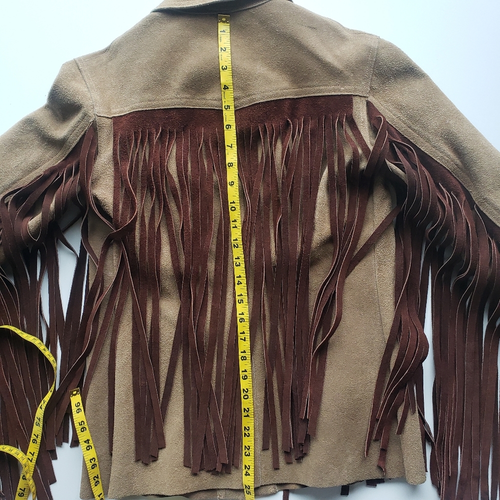 Vintage leather fringe western jacket, size small - Picture 6 of 9